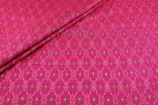 Pre-Cut 1.80m Rose Pink Authentic Handwoven Soft Silk-Cotton Ikkat Fabric