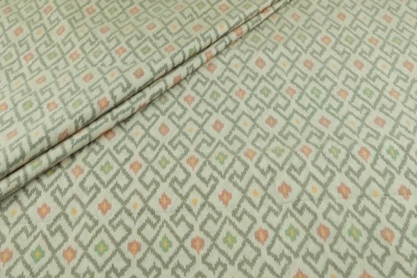 Beige Authentic Handwoven Soft Silk-Cotton Ikkat Fabric