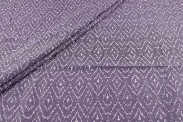 Pastel Purple Mercerised Fine Handloom Ikkat Tie-Dye Pure Soft Cotton Fabric