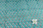 Tiffany Blue Floral Handblock Printed 100% Pure Soft Cotton Fabric - Image 2