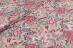Light Brown Floral Handblock Printed 100% Pure Soft Cotton Fabric