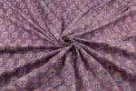 Purple Floral Handblock Printed 100% Pure Soft Cotton Fabric - Image 3