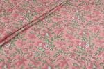 Salmon Pink Floral Handblock Printed 100% Pure Soft Cotton Fabric