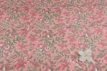Salmon Pink Floral Handblock Printed 100% Pure Soft Cotton Fabric - Image 2