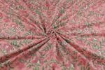 Salmon Pink Floral Handblock Printed 100% Pure Soft Cotton Fabric - Image 3