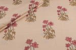 Beige Floral Handblock Printed 100% Pure Soft Cotton Fabric