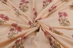 Beige Floral Handblock Printed 100% Pure Soft Cotton Fabric - Image 3