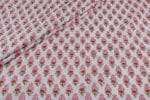 White Floral Handblock Printed 100% Pure Soft Cotton Fabric