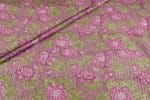 Purple Self-Zari Stripes Floral Handblock Printed 100% Pure Soft Cotton Fabric