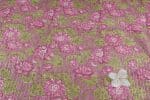Purple Self-Zari Stripes Floral Handblock Printed 100% Pure Soft Cotton Fabric - Image 2