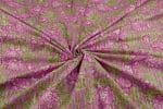 Purple Self-Zari Stripes Floral Handblock Printed 100% Pure Soft Cotton Fabric - Image 3