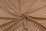 Sand Brown Floral Handblock Printed 100% Pure Soft Cotton Fabric - Image 3