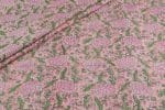 Baby Pink Self-Zari Stripes Floral Handblock Printed 100% Pure Soft Cotton Fabric