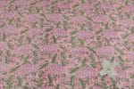 Baby Pink Self-Zari Stripes Floral Handblock Printed 100% Pure Soft Cotton Fabric - Image 2