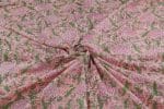 Baby Pink Self-Zari Stripes Floral Handblock Printed 100% Pure Soft Cotton Fabric - Image 3