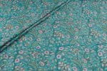 Tiffany Blue Floral Handblock Printed 100% Pure Soft Cotton Fabric