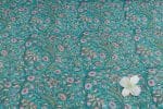 Tiffany Blue Floral Handblock Printed 100% Pure Soft Cotton Fabric - Image 2