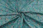 Tiffany Blue Floral Handblock Printed 100% Pure Soft Cotton Fabric - Image 3