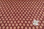 Brownish Red Self-Zari Stripes Floral Handblock Printed 100% Pure Soft Cotton Fabric - Image 2