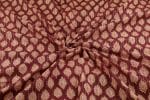 Brownish Red Self-Zari Stripes Floral Handblock Printed 100% Pure Soft Cotton Fabric - Image 3