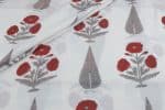 White Floral Handblock Printed 100% Pure Soft Cotton Fabric