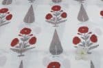 White Floral Handblock Printed 100% Pure Soft Cotton Fabric - Image 2