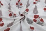 White Floral Handblock Printed 100% Pure Soft Cotton Fabric - Image 3