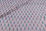Pastel Pink Floral Handblock Printed 100% Pure Soft Cotton Fabric