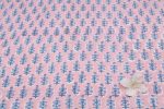 Pastel Pink Floral Handblock Printed 100% Pure Soft Cotton Fabric - Image 2