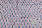 Pastel Pink Floral Handblock Printed 100% Pure Soft Cotton Fabric - Image 2