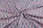 Pastel Pink Floral Handblock Printed 100% Pure Soft Cotton Fabric - Image 3