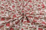 White Floral Handblock Printed 100% Pure Soft Cotton Fabric - Image 3