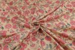 Sand Brown Floral Handblock Printed 100% Pure Soft Cotton Fabric - Image 3