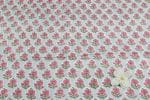 Pastel Blue Floral Handblock Printed 100% Pure Soft Cotton Fabric - Image 2