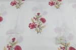 White Floral Handblock Printed 100% Pure Soft Cotton Fabric - Image 2