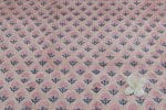 Light Brown Floral Handblock Printed 100% Pure Soft Cotton Fabric - Image 2