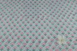 Pastel Blue Floral Handblock Printed 100% Pure Soft Cotton Fabric - Image 2