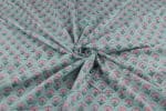 Pastel Blue Floral Handblock Printed 100% Pure Soft Cotton Fabric - Image 3