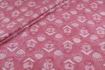 Flamingo Pink Floral Handblock Printed 100% Pure Soft Cotton Fabric