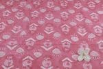 Flamingo Pink Floral Handblock Printed 100% Pure Soft Cotton Fabric - Image 2