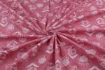 Flamingo Pink Floral Handblock Printed 100% Pure Soft Cotton Fabric - Image 3