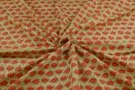 Avocado Green Floral Handblock Printed 100% Pure Soft Cotton Fabric - Image 3