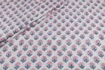 White Floral Handblock Printed 100% Pure Soft Cotton Fabric