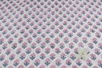 White Floral Handblock Printed 100% Pure Soft Cotton Fabric - Image 2