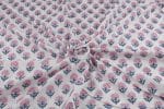 White Floral Handblock Printed 100% Pure Soft Cotton Fabric - Image 3
