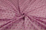 Purple Self-Zari Stripes Floral Handblock Printed 100% Pure Soft Cotton Fabric - Image 3