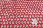 Neon Red Floral Handblock Printed 100% Pure Soft Cotton Fabric - Image 2