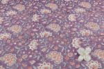 Purple Floral Handblock Printed 100% Pure Soft Cotton Fabric - Image 2