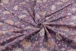 Purple Floral Handblock Printed 100% Pure Soft Cotton Fabric - Image 3