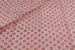 Salmon Pink Floral Handblock Printed 100% Pure Soft Cotton Fabric